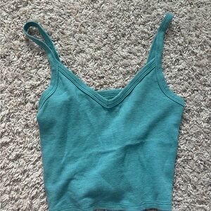 American Eagle Outfitters Blue Fitted Crop Tank Top